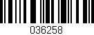 Código de barras (EAN, GTIN, SKU, ISBN): '036258'