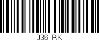 Código de barras (EAN, GTIN, SKU, ISBN): '036/RK'