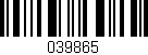 Código de barras (EAN, GTIN, SKU, ISBN): '039865'