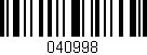 Código de barras (EAN, GTIN, SKU, ISBN): '040998'