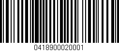 Código de barras (EAN, GTIN, SKU, ISBN): '0418900020001'