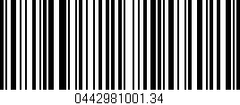 Código de barras (EAN, GTIN, SKU, ISBN): '0442981001.34'