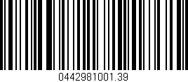 Código de barras (EAN, GTIN, SKU, ISBN): '0442981001.39'