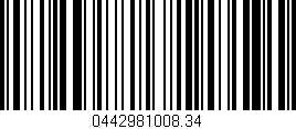 Código de barras (EAN, GTIN, SKU, ISBN): '0442981008.34'