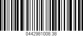 Código de barras (EAN, GTIN, SKU, ISBN): '0442981008.38'
