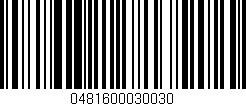 Código de barras (EAN, GTIN, SKU, ISBN): '0481600030030'