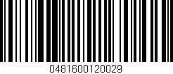 Código de barras (EAN, GTIN, SKU, ISBN): '0481600120029'
