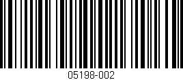 Código de barras (EAN, GTIN, SKU, ISBN): '05198-002'