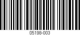 Código de barras (EAN, GTIN, SKU, ISBN): '05198-003'