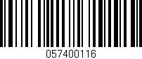 Código de barras (EAN, GTIN, SKU, ISBN): '057400116'