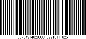 Código de barras (EAN, GTIN, SKU, ISBN): '05754914020000152216111625'
