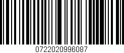 Código de barras (EAN, GTIN, SKU, ISBN): '0722020996087'