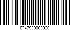 Código de barras (EAN, GTIN, SKU, ISBN): '0747930000020'