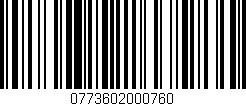 Código de barras (EAN, GTIN, SKU, ISBN): '0773602000760'