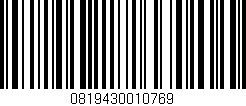 Código de barras (EAN, GTIN, SKU, ISBN): '0819430010769'