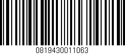 Código de barras (EAN, GTIN, SKU, ISBN): '0819430011063'