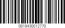 Código de barras (EAN, GTIN, SKU, ISBN): '0819430012770'