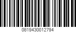 Código de barras (EAN, GTIN, SKU, ISBN): '0819430012794'