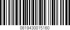 Código de barras (EAN, GTIN, SKU, ISBN): '0819430015160'