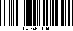 Código de barras (EAN, GTIN, SKU, ISBN): '0840646000947'