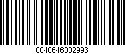 Código de barras (EAN, GTIN, SKU, ISBN): '0840646002996'