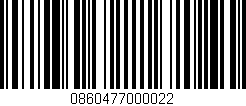 Código de barras (EAN, GTIN, SKU, ISBN): '0860477000022'