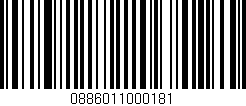 Código de barras (EAN, GTIN, SKU, ISBN): '0886011000181'