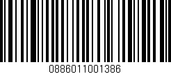 Código de barras (EAN, GTIN, SKU, ISBN): '0886011001386'