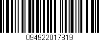 Código de barras (EAN, GTIN, SKU, ISBN): '094922017819'
