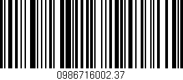 Código de barras (EAN, GTIN, SKU, ISBN): '0986716002.37'