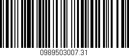 Código de barras (EAN, GTIN, SKU, ISBN): '0989503007.31'
