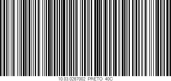 Código de barras (EAN, GTIN, SKU, ISBN): '10.03.0287002/PRETO_40C'