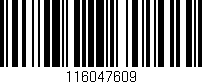 Código de barras (EAN, GTIN, SKU, ISBN): '116047609'