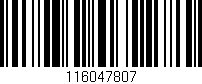 Código de barras (EAN, GTIN, SKU, ISBN): '116047807'