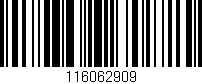 Código de barras (EAN, GTIN, SKU, ISBN): '116062909'