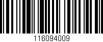Código de barras (EAN, GTIN, SKU, ISBN): '116094009'