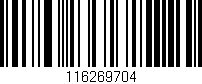 Código de barras (EAN, GTIN, SKU, ISBN): '116269704'