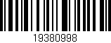 Código de barras (EAN, GTIN, SKU, ISBN): '19380998'