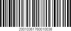 Código de barras (EAN, GTIN, SKU, ISBN): '20010361760010038'
