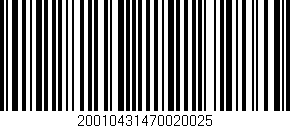 Código de barras (EAN, GTIN, SKU, ISBN): '20010431470020025'
