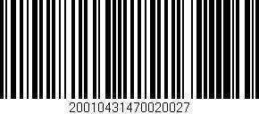 Código de barras (EAN, GTIN, SKU, ISBN): '20010431470020027'