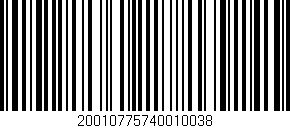 Código de barras (EAN, GTIN, SKU, ISBN): '20010775740010038'