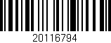 Código de barras (EAN, GTIN, SKU, ISBN): '20116794'