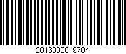 Código de barras (EAN, GTIN, SKU, ISBN): '2016000019704'