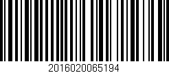Código de barras (EAN, GTIN, SKU, ISBN): '2016020065194'