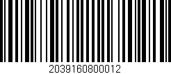 Código de barras (EAN, GTIN, SKU, ISBN): '2039160800012'