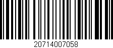 Código de barras (EAN, GTIN, SKU, ISBN): '20714007058'