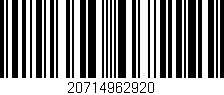 Código de barras (EAN, GTIN, SKU, ISBN): '20714962920'