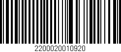 Código de barras (EAN, GTIN, SKU, ISBN): '2200020010920'