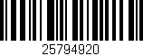 Código de barras (EAN, GTIN, SKU, ISBN): '25794920'